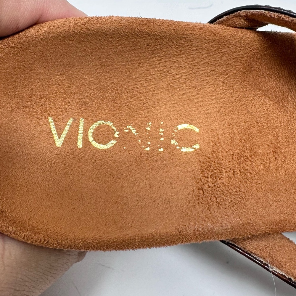 Vionic Tortoise Radia Orthodic Adjustable Triple Strap Wedge Sandals - Picture 12 of 12